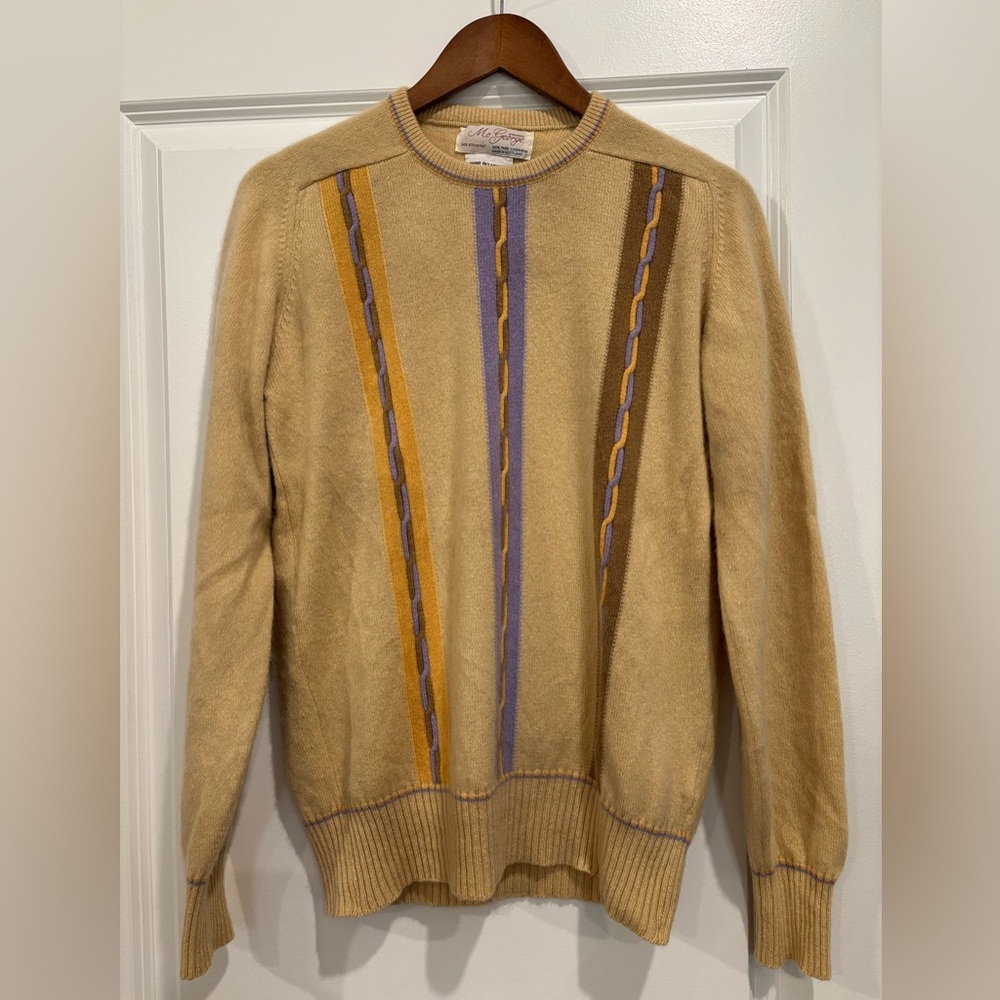 Vintage 80s McGeorge of Dumfries 100% Cashmere Intarsia Sweater L/ 42 Fisherman